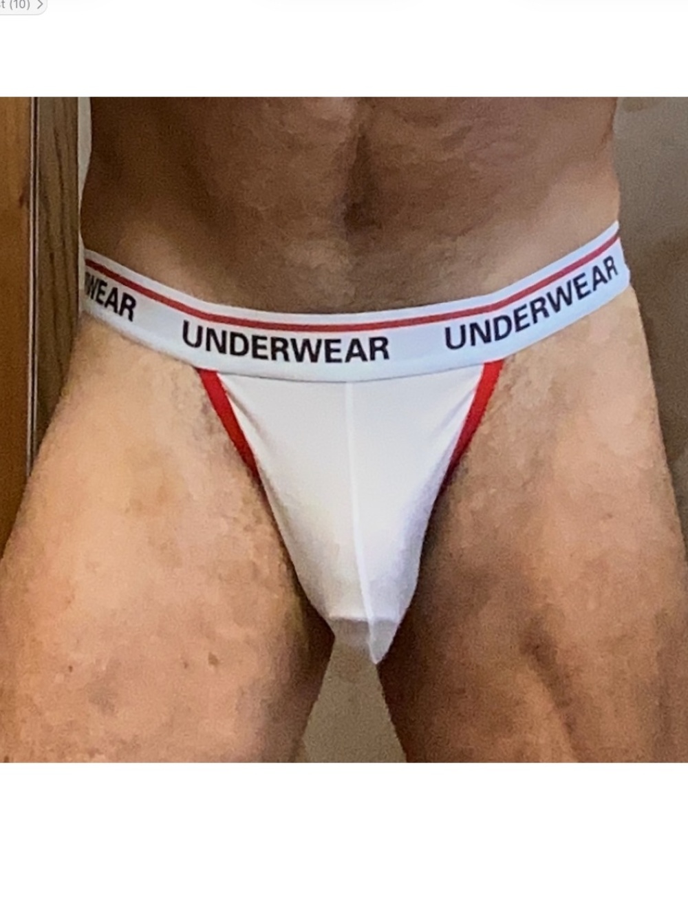 Thong, white with red edging, large